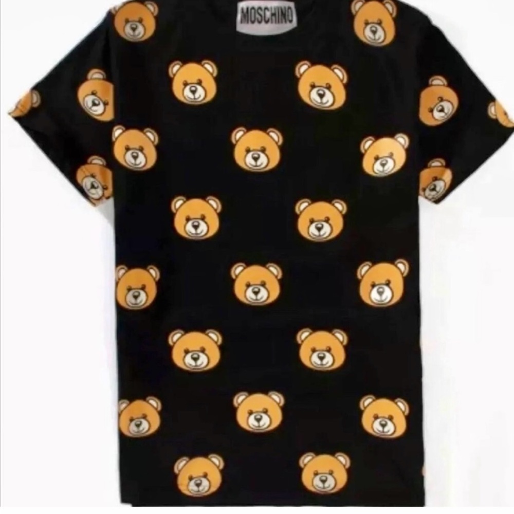 Moschino Black T-Shirt with Bear Pattern